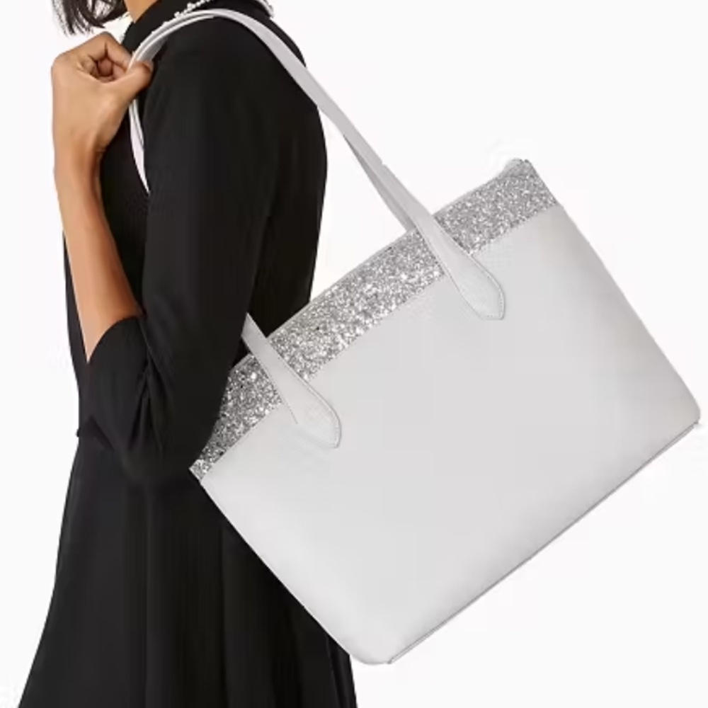 Kate Spade White Glitter Tote NWT | Style K8706